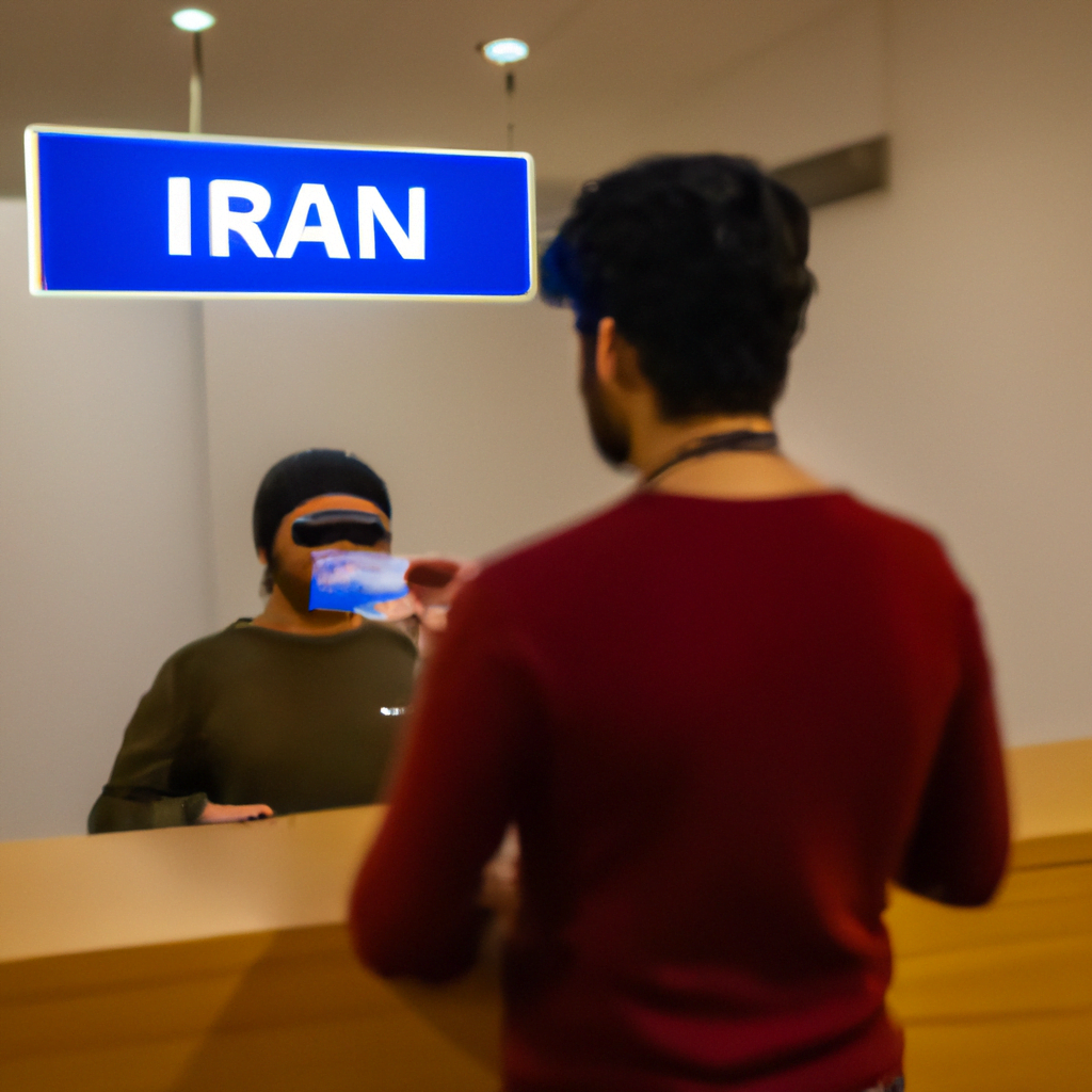 An Iranian migrant using banking services.