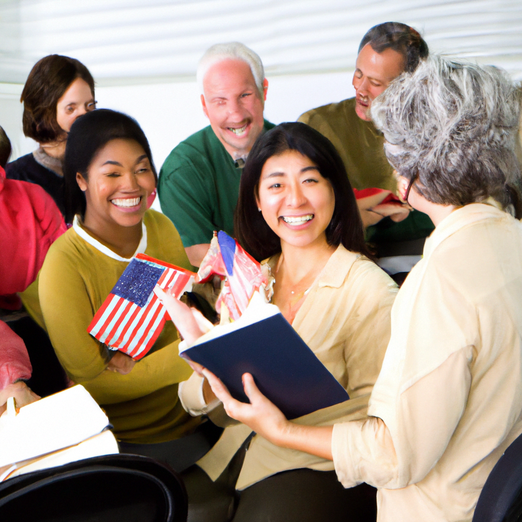 A diverse group receiving immigration advice.